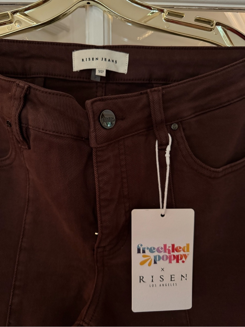 Risen Chocolate Brown Wide Leg Jeans - Picture 2 of 4